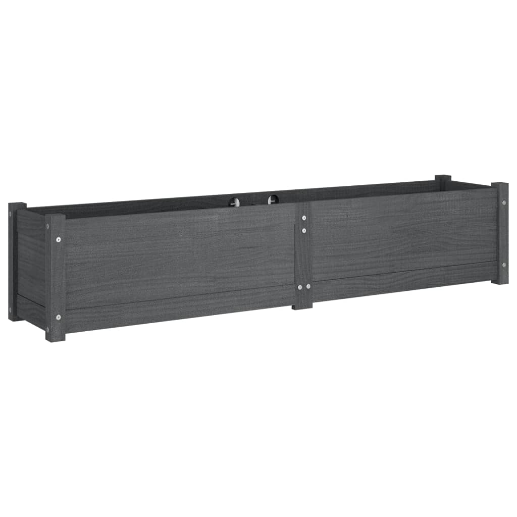 Ζαρντινιέρα Υπερυψωμένη Γκρι 150x31x31εκ. από Μασίφ Ξύλο Πεύκου