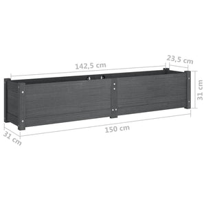 Ζαρντινιέρα Υπερυψωμένη Γκρι 150x31x31εκ. από Μασίφ Ξύλο Πεύκου
