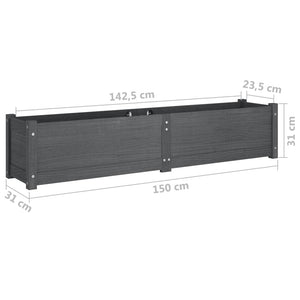 Ζαρντινιέρες Υπερυψωμ. 2 τεμ. Γκρι 150x31x31εκ. από Μασίφ Πεύκο