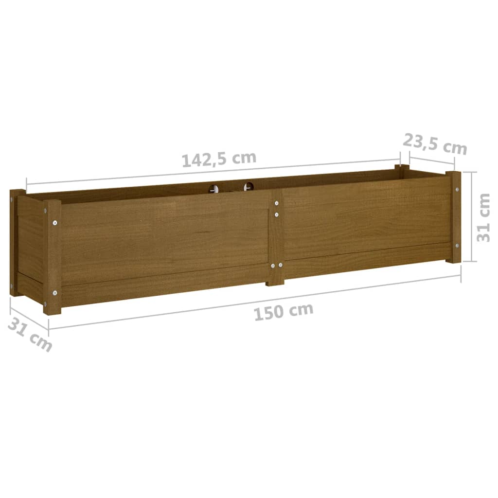 Ζαρντινιέρα Υπερυψωμένη Μελί 150 x 31 x 31 εκ. από Μασίφ Πεύκο