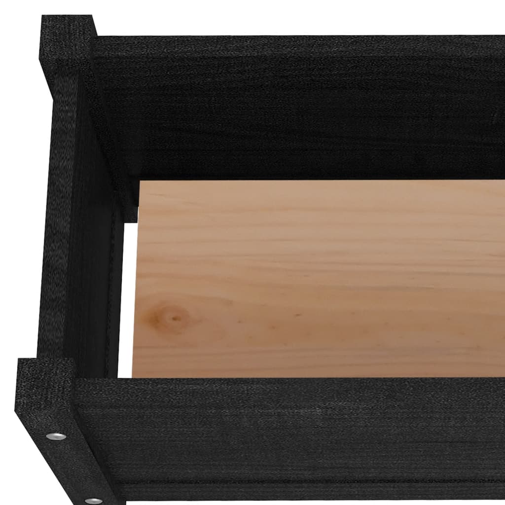 Ζαρντινιέρες 2 τεμ. Υπερυψ. Μαύρες 150x31x31εκ. από Μασίφ Πεύκο