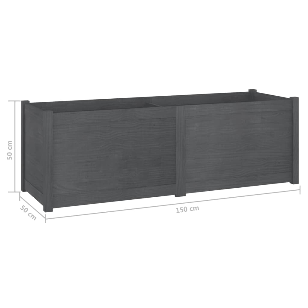 Ζαρντινιέρα Κήπου Γκρι 150 x 50 x 50 εκ. από Μασίφ Ξύλο Πεύκου