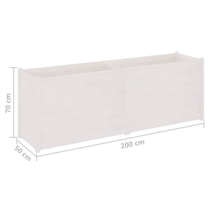 Ζαρντινιέρα Κήπου Λευκό 200 x 50 x 70 εκ. από Μασίφ Ξύλο Πεύκου