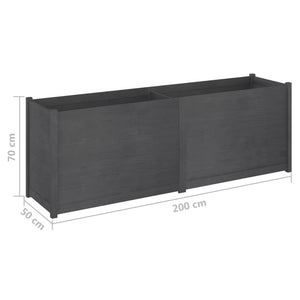 Ζαρντινιέρα Κήπου Γκρι 200 x 50 x 70 εκ. από Μασίφ Ξύλο Πεύκου - Pakobazaar