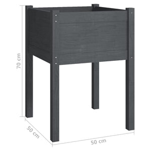 Ζαρντινιέρα Γκρι 50 x 50 x 70 εκ. από Μασίφ Ξύλο Πεύκου