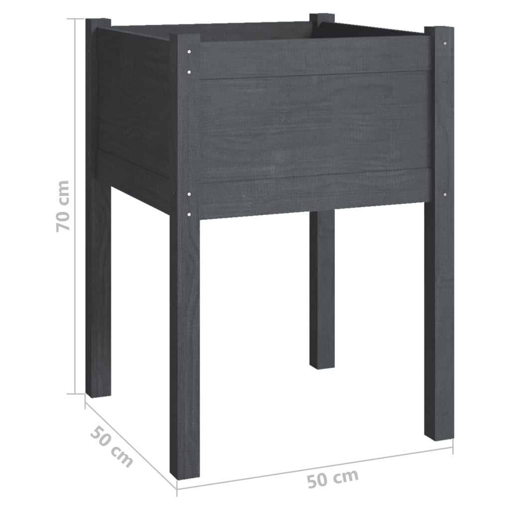 Ζαρντινιέρες 2 τεμ. Γκρι 50 x 50 x 70 εκ. Μασίφ Ξύλο Πεύκου