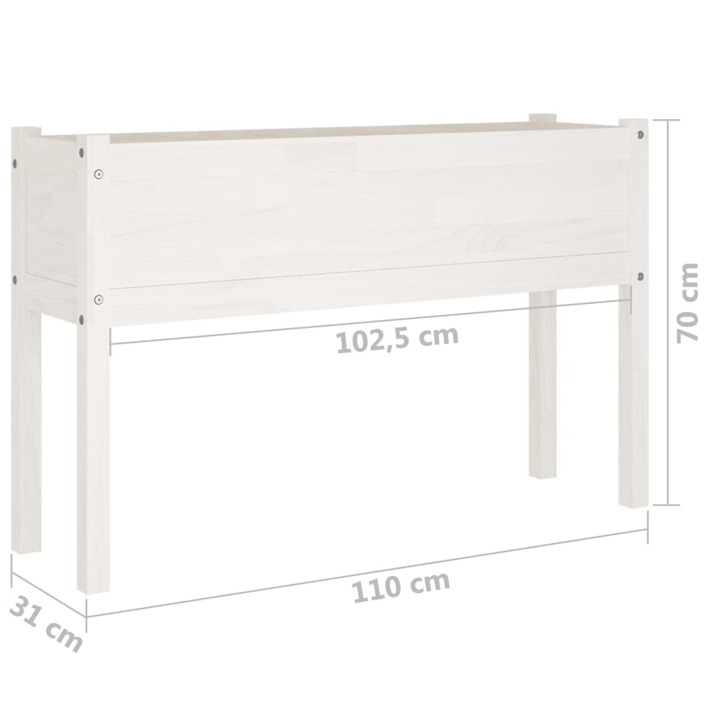 Ζαρντινιέρες 2 τεμ. Λευκό 110 x 31 x 70 εκ. Μασίφ Ξύλο Πεύκου