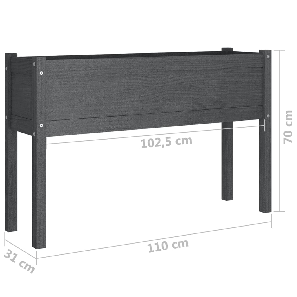 Ζαρντινιέρες 2 τεμ. Γκρι 110 x 31 x 70 εκ. Μασίφ Ξύλο Πεύκου - Pakobazaar