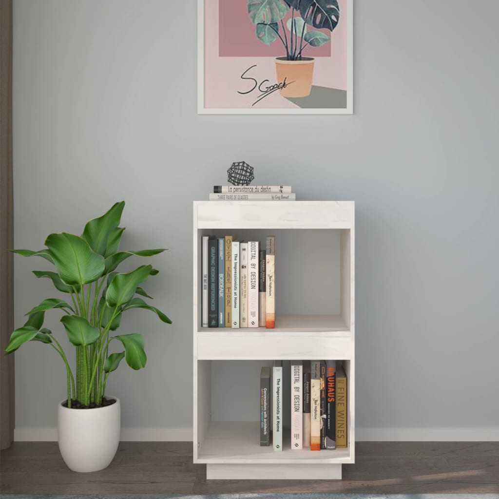 Βιβλιοθήκη Λευκή 40 x 35 x 71 εκ. από Μασίφ Ξύλο Πεύκου - Pakobazaar