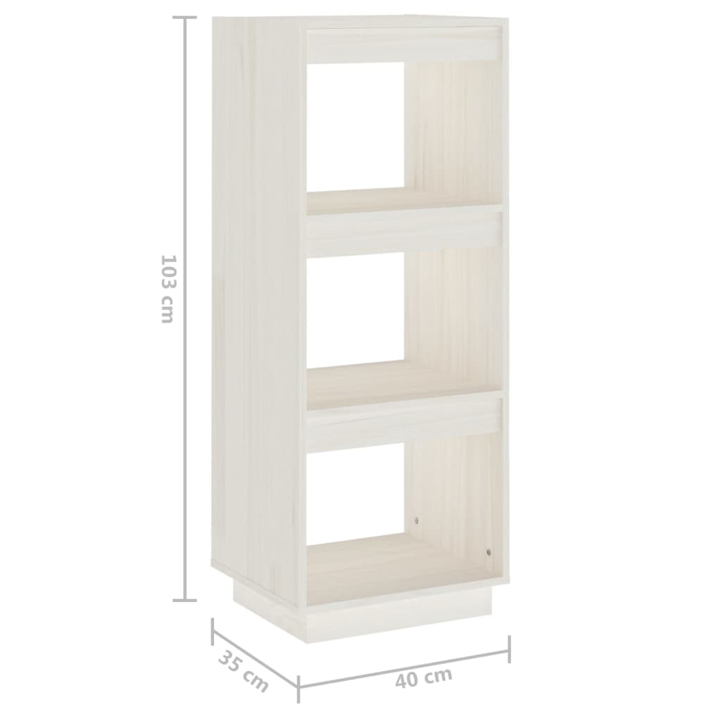 Βιβλιοθήκη/Διαχωρ. Χώρου Λευκό 40x35x103 εκ. Μασίφ Ξύλο Πεύκου