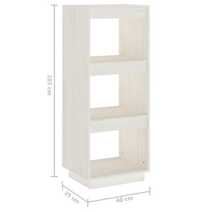 Βιβλιοθήκη/Διαχωρ. Χώρου Λευκό 40x35x103 εκ. Μασίφ Ξύλο Πεύκου