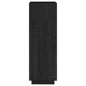 Βιβλιοθήκη/Διαχωρ. Χώρου Μαύρο 40x35x103 εκ. Μασίφ Ξύλο Πεύκου