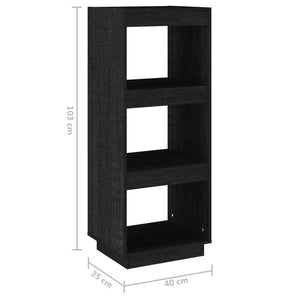 Βιβλιοθήκη/Διαχωρ. Χώρου Μαύρο 40x35x103 εκ. Μασίφ Ξύλο Πεύκου