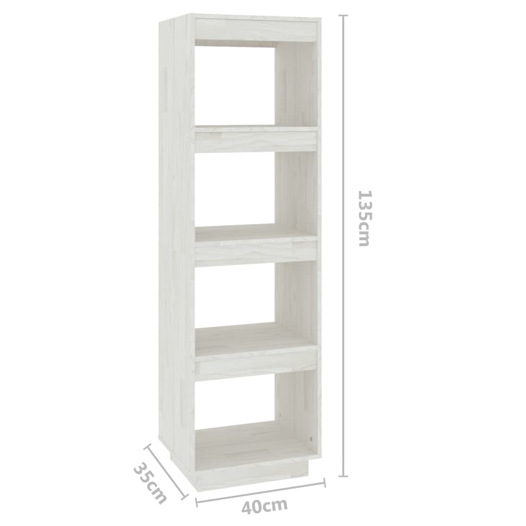 Βιβλιοθήκη/Διαχωριστικό Χώρου Λευκό 40x35x135 εκ. Μασίφ Πεύκο