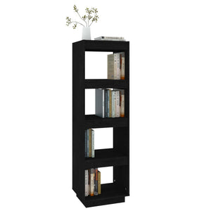 Βιβλιοθήκη/Διαχωριστικό Χώρου Μαύρο 40x35x135 εκ. Μασίφ Πεύκο