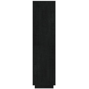 Βιβλιοθήκη/Διαχωριστικό Χώρου Μαύρο 40x35x135 εκ. Μασίφ Πεύκο