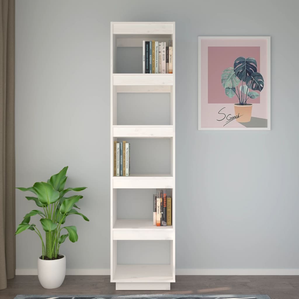 Βιβλιοθήκη/Διαχωριστικό Χώρου Λευκό 40x35x167 εκ. Μασίφ Πεύκο