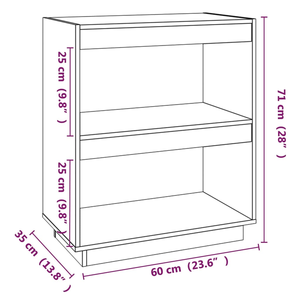 Βιβλιοθήκη 60 x 35 x 71 εκ. από Μασίφ Ξύλο Πεύκου