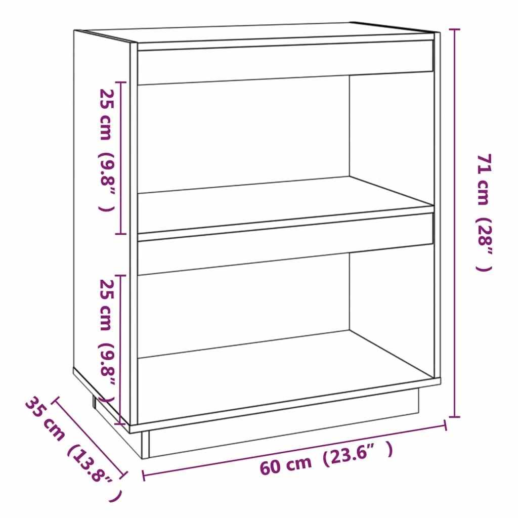 Βιβλιοθήκη Λευκή 60 x 35 x 71 εκ. από Μασίφ Ξύλο Πεύκου
