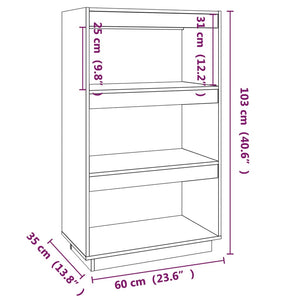 Βιβλιοθήκη/Διαχωριστικό Χώρου Λευκό 60x35x103 εκ. Μασίφ Πεύκο - Pakobazaar