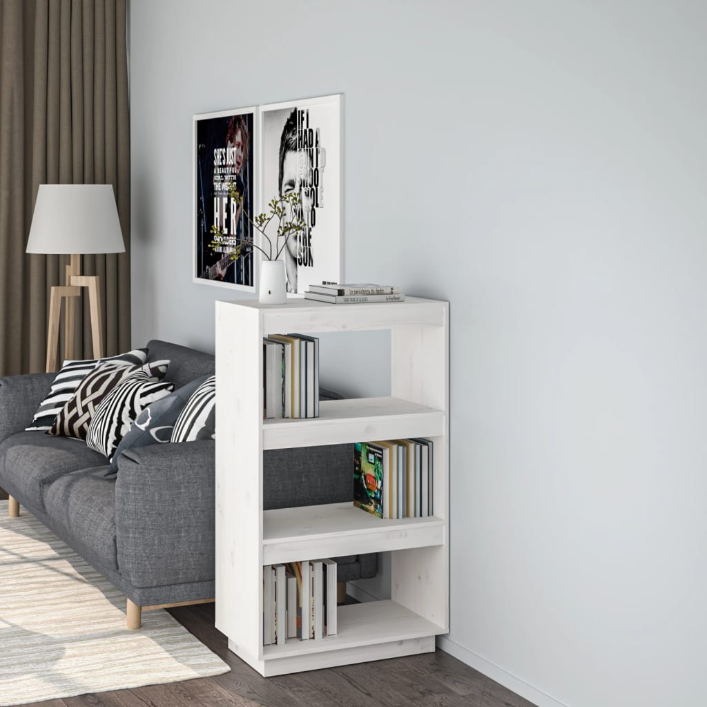 Βιβλιοθήκη/Διαχωριστικό Χώρου Λευκό 60x35x103 εκ. Μασίφ Πεύκο - Pakobazaar