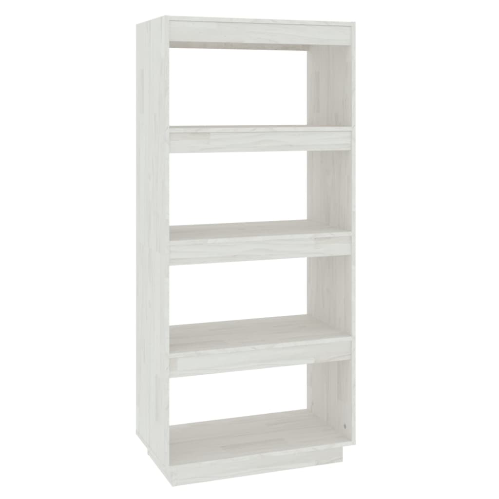 Βιβλιοθήκη/Διαχωριστικό Χώρου Λευκό 60x35x135 εκ. Μασίφ Πεύκο - Pakobazaar