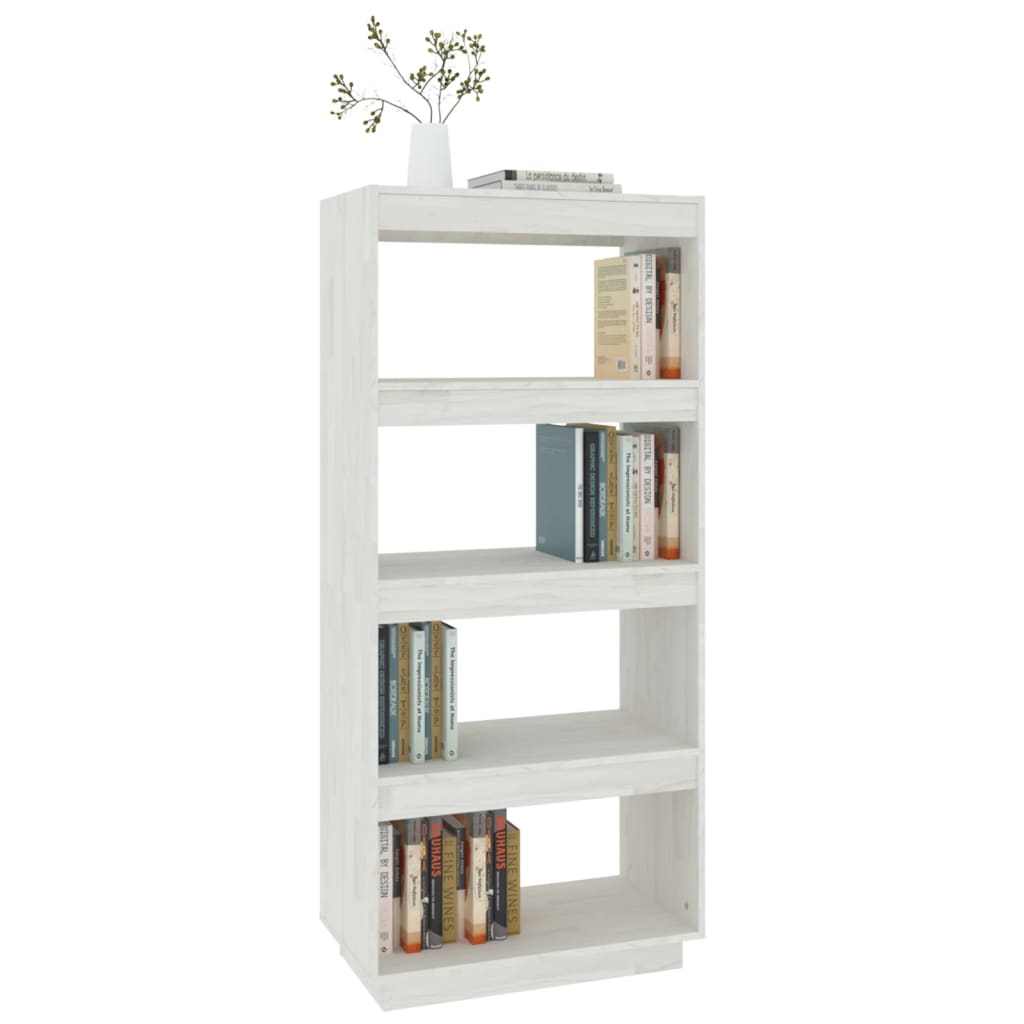 Βιβλιοθήκη/Διαχωριστικό Χώρου Λευκό 60x35x135 εκ. Μασίφ Πεύκο - Pakobazaar