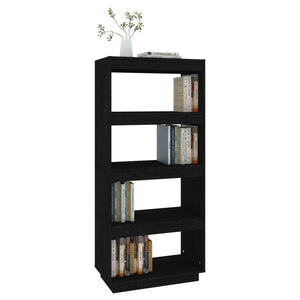 Βιβλιοθήκη/Διαχωριστικό Χώρου Μαύρο 60x35x135 εκ. Μασίφ Πεύκο