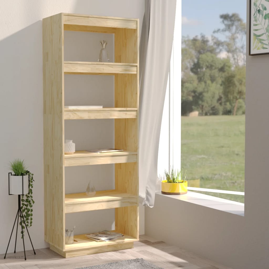 Βιβλιοθήκη/Διαχωριστικό Χώρου 60x35x167 εκ. Μασίφ Ξύλο Πεύκου