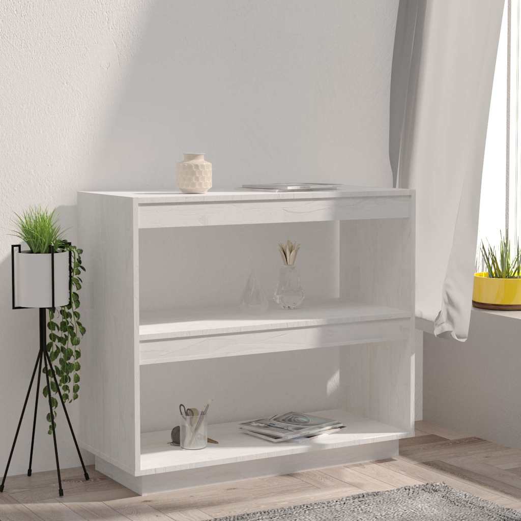 Βιβλιοθήκη Λευκή 80 x 35 x 71 εκ. από Μασίφ Ξύλο Πεύκου