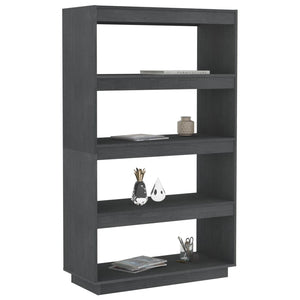 Βιβλιοθήκη/Διαχωριστικό Χώρου Γκρι 80x35x135 εκ. Μασίφ Πεύκο