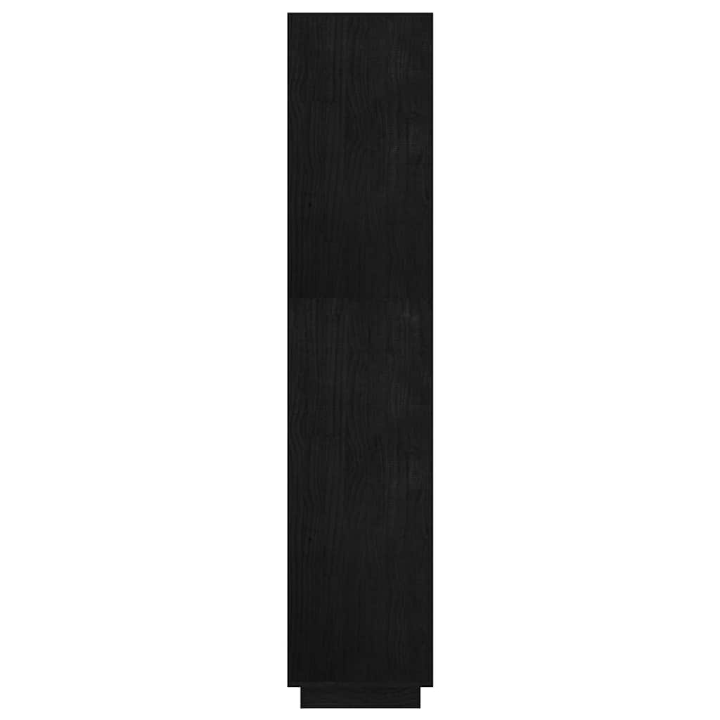 Βιβλιοθήκη/Διαχωρ. Χώρου Μαύρο 80x35x167 εκ. Μασίφ Ξύλο Πεύκου