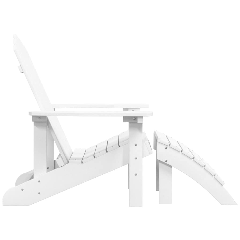 Καρέκλα Κήπου Adirondack με Υποπόδιο Λευκή από HDPE - Pakobazaar
