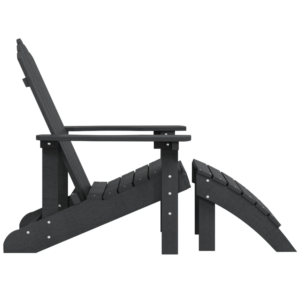 Καρέκλα Κήπου Adirondack με Υποπόδιο Ανθρακί από HDPE