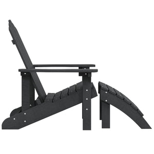 Καρέκλα Κήπου Adirondack με Υποπόδιο Ανθρακί από HDPE