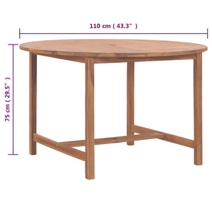 Τραπεζαρία Κήπου Ø110x75 εκ. από Μασίφ Ξύλο Teak