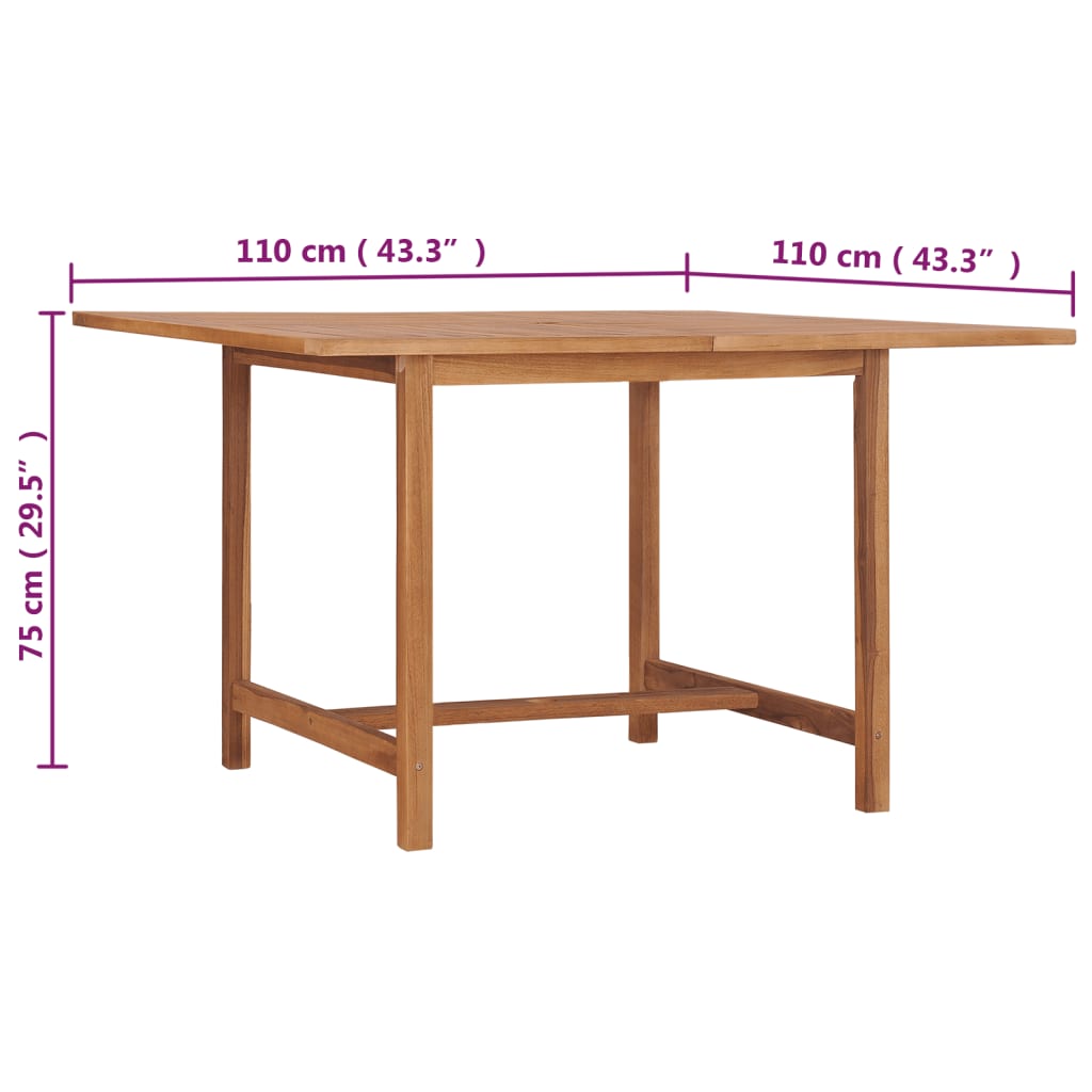 Τραπεζαρία Κήπου 110 x 110 x 75 εκ. από Μασίφ Ξύλο Teak