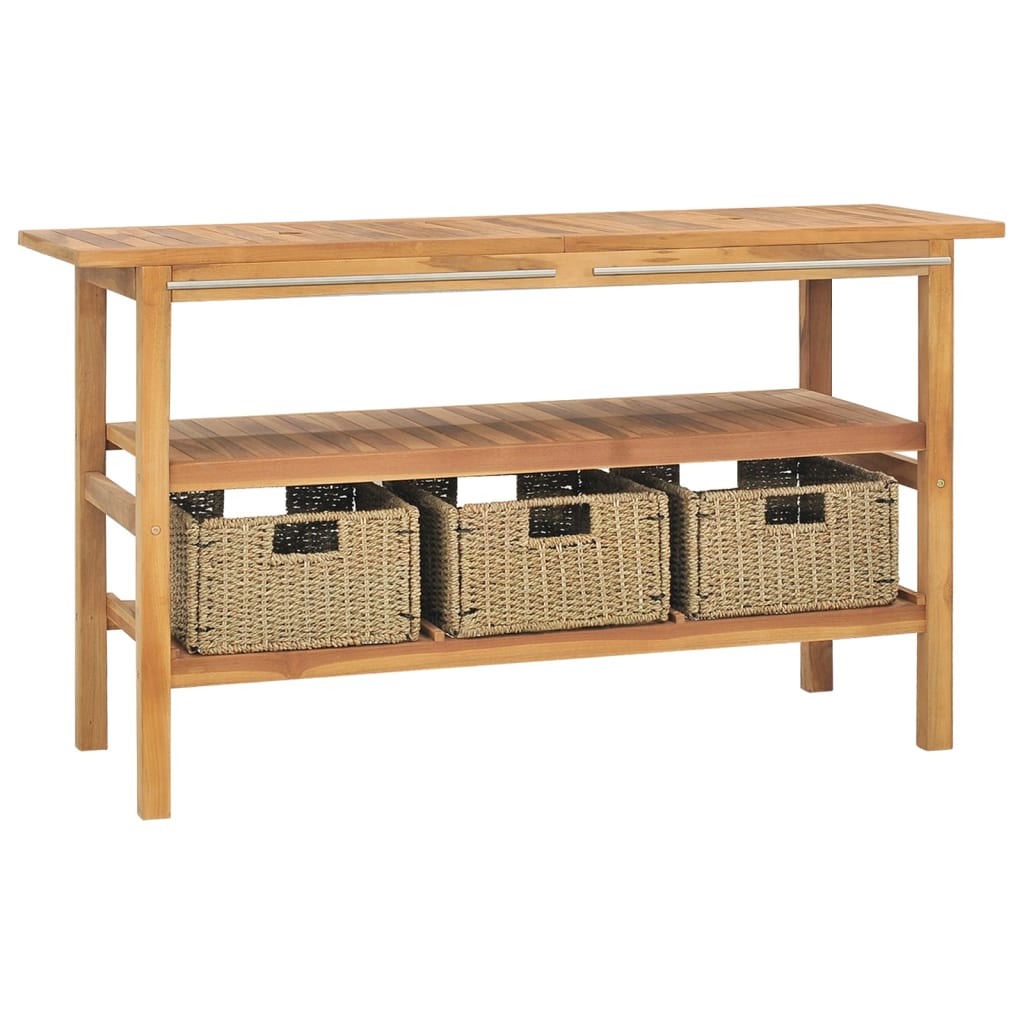 Έπιπλο Μπάνιου 132x45x75 εκ. από Μασίφ Ξύλο Teak με 3 Καλάθια