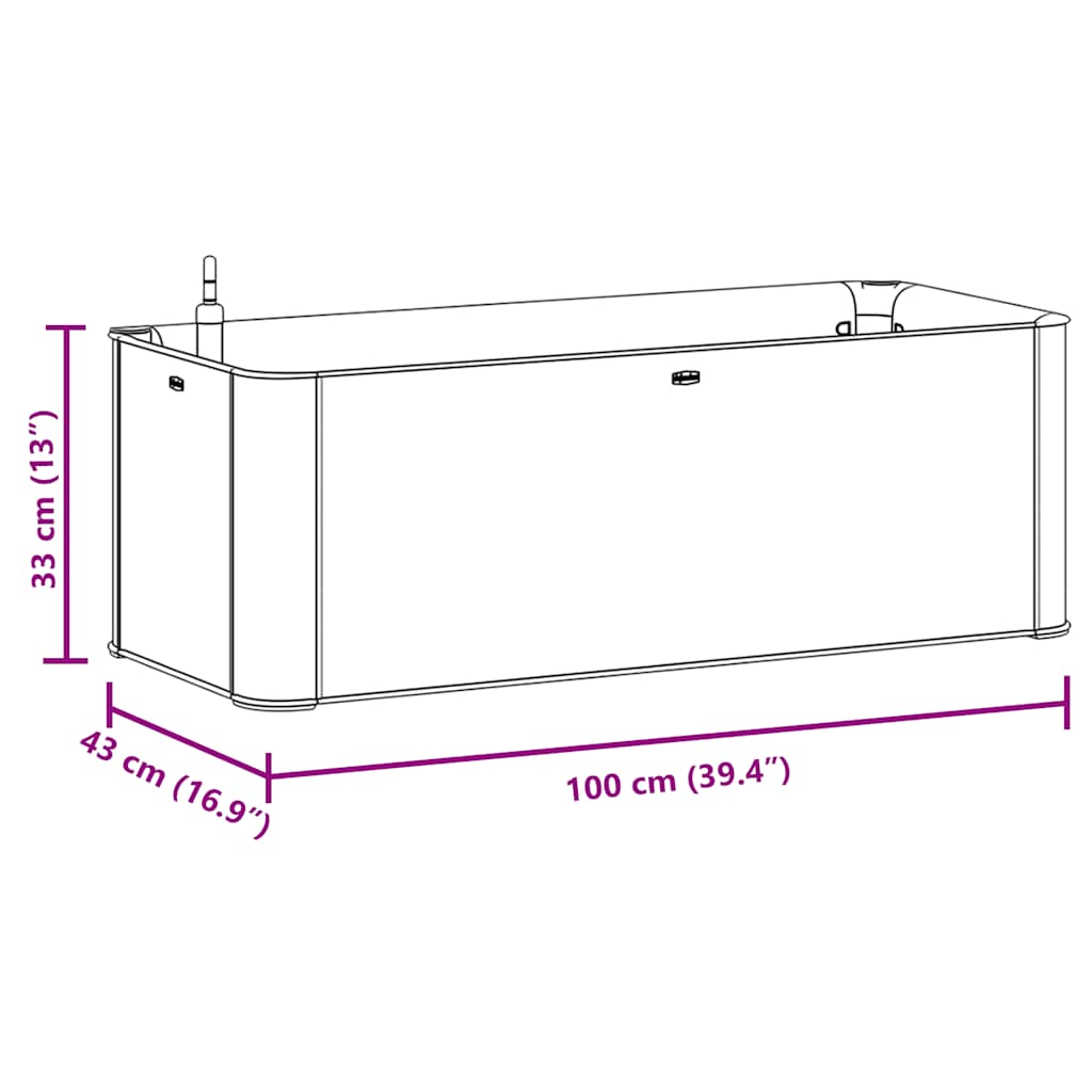 Ζαρντινιέρα Κήπου Γκρι 100x43x33 εκ. με Αυτόματο Πότισμα