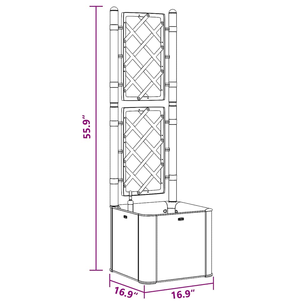 Ζαρντινιέρα Κήπου Γκρι με Καφασωτό και Αυτόματο Πότισμα