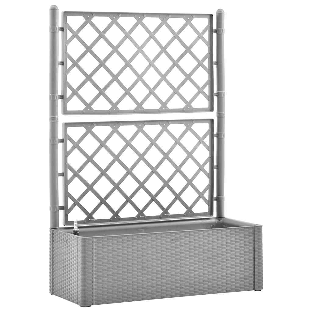 Ζαρντινιέρα Κήπου Γκρι με Καφασωτό και Αυτόματο Πότισμα