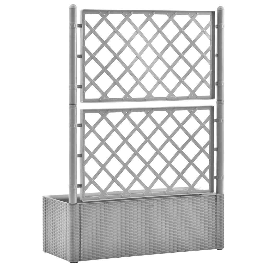 Ζαρντινιέρα Κήπου Γκρι με Καφασωτό και Αυτόματο Πότισμα