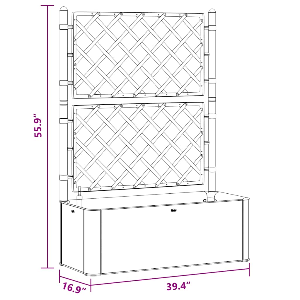 Ζαρντινιέρα Κήπου Γκρι με Καφασωτό και Αυτόματο Πότισμα
