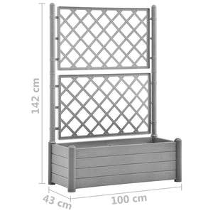 Ζαρντινιέρα Κήπου με Καφασωτό Γκρι 100 x 43 x 142 εκ. από PP