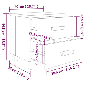 Κομοδίνο HAMAR Λευκό 40 x 35 x 44,5 εκ. Μασίφ Ξύλο Πεύκου