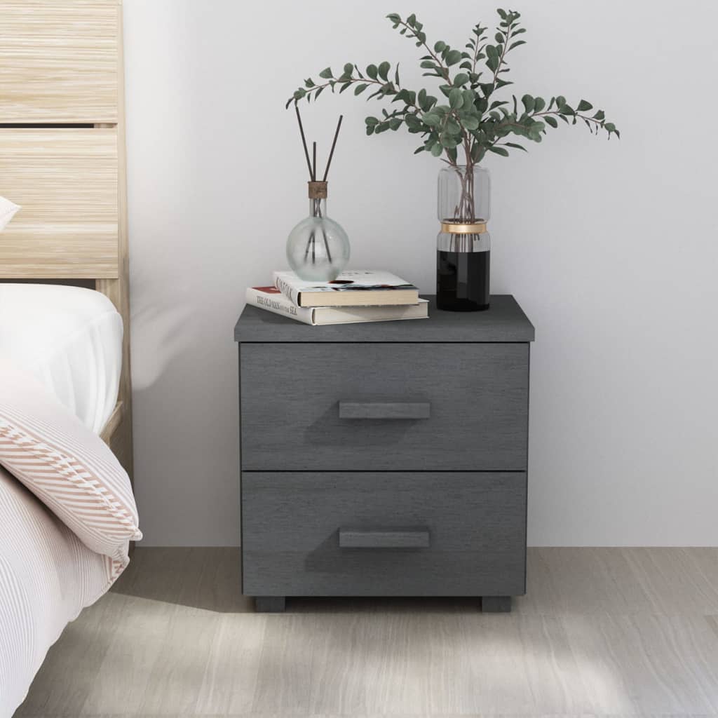 Κομοδίνο HAMAR Σκούρο Γκρι 40 x 35 x 44,5 εκ. Μασίφ Ξύλο Πεύκου