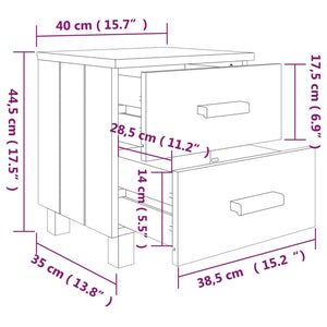 Κομοδίνο HAMAR Ανοιχτό Γκρι 40 x 35 x 44,5εκ. Μασίφ Ξύλο Πεύκου