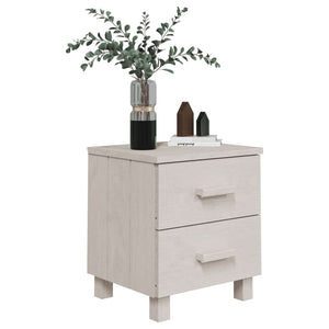 Κομοδίνο HAMAR 2 Τεμ. Λευκά 40 x 35 x 44,5εκ. Μασίφ Ξύλο Πεύκου
