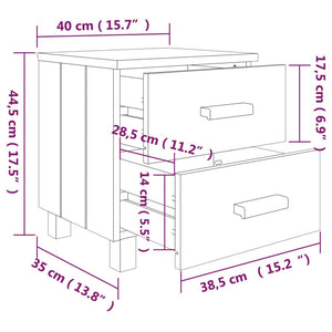 Κομοδίνο HAMAR 2 Τεμ. Λευκά 40 x 35 x 44,5εκ. Μασίφ Ξύλο Πεύκου