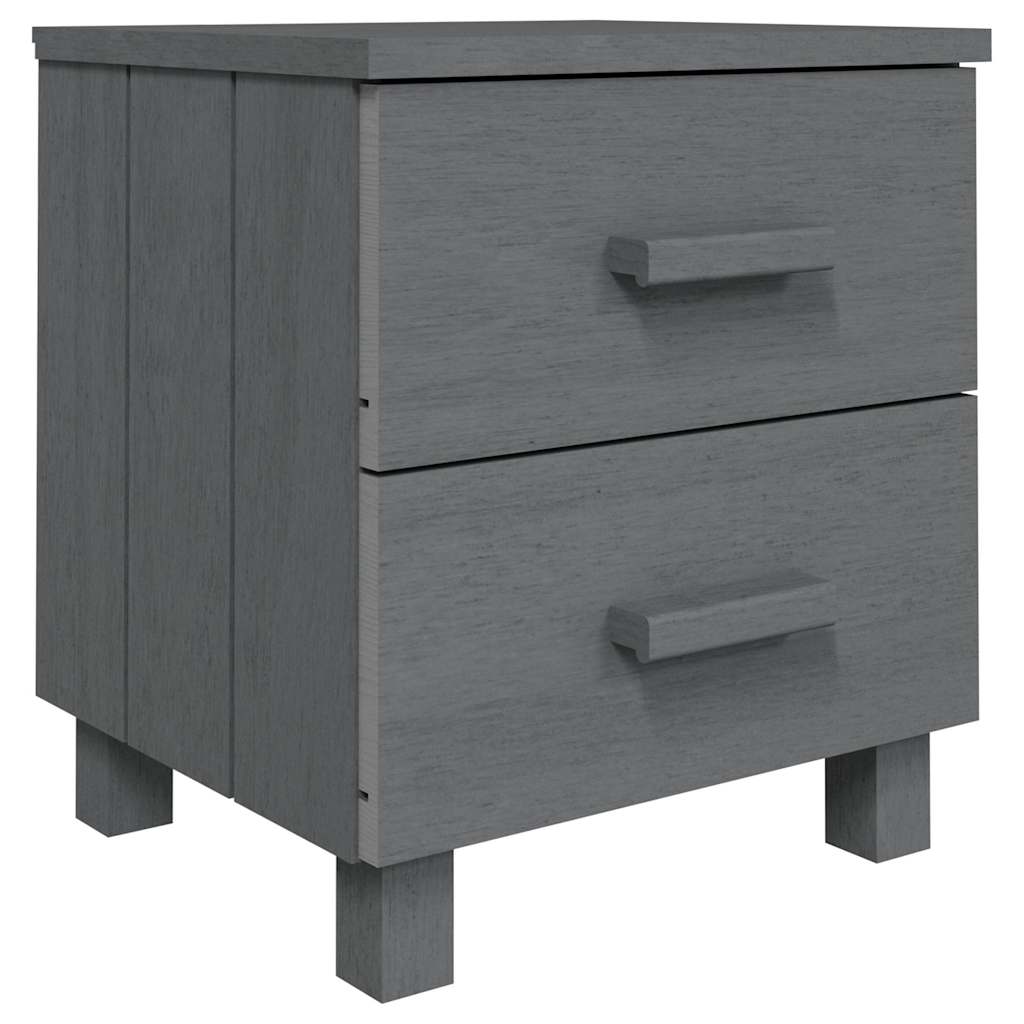 Κομοδίνο HAMAR 2 Τεμ. Σκ. Γκρι 40x35x44,5εκ. Μασίφ Ξύλο Πεύκου - Pakobazaar